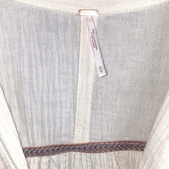 Free People Ivory White 100% Cotton Tunic Top, Size Medium - Picture 8 of 9